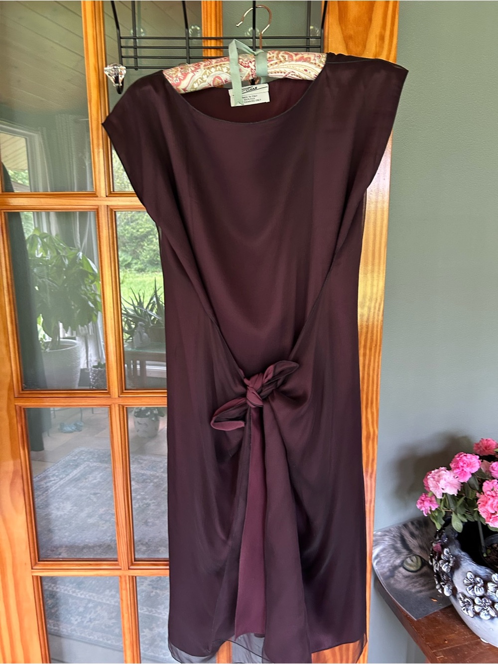 Vintage 1990s Zoran Tie Front Silk Dress
